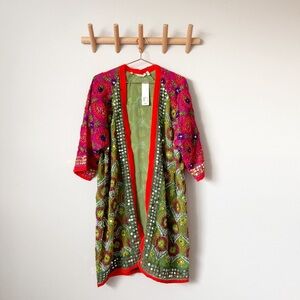 Soft Surroundings Embroidered Sequin Kimono Top